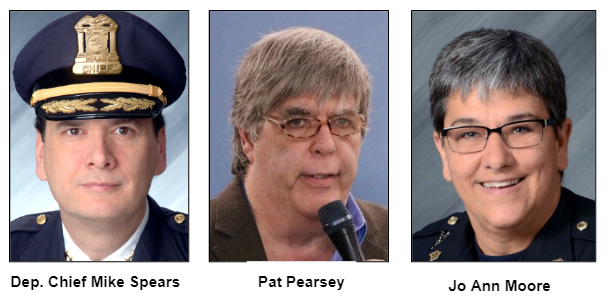 Deputy Chief Mike Spears, Pat Pearsey, and Jo-Ann Moore.