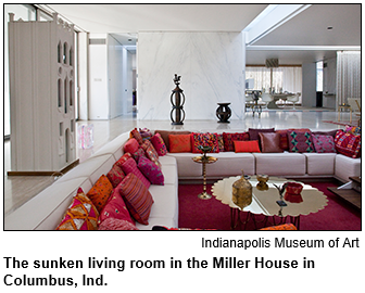 The sunken living room in the Miller House in Columbus, Ind. Image courtesy Indianapolis Museum of Art.