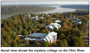 "Mystery" college on the Ohio River in Indiana.