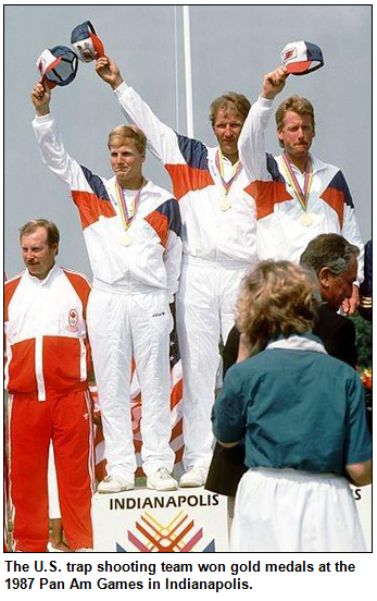 The U.S. trap shooting team won gold medals at the 1987 Pan Am Games in Indianapolis.