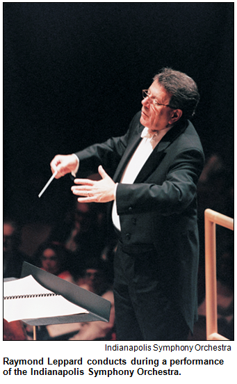 Raymond Leppard, conducting the Indianapolis Symphony Orchestra. 