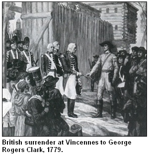 British surrender at Vincennes in 1779.