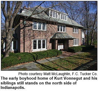 The early boyhood home of Kurt Vonnegut and his siblings still stands on the north side of Indianapolis. Photo courtesy Matt McLaughlin, F.C. Tucker Co.