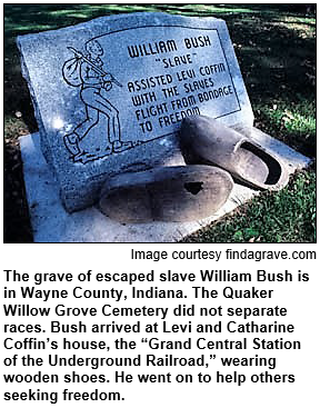 The grave of escaped slave William Bush is in Wayne County, Indiana. Image courtesy findagrave.com.